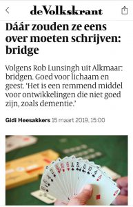 Daar zouden ze eens over moeten schrijven: bridge